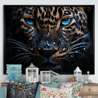 Designart "Leopard Nocturnal Sovereign Nightime Blues I" Animals